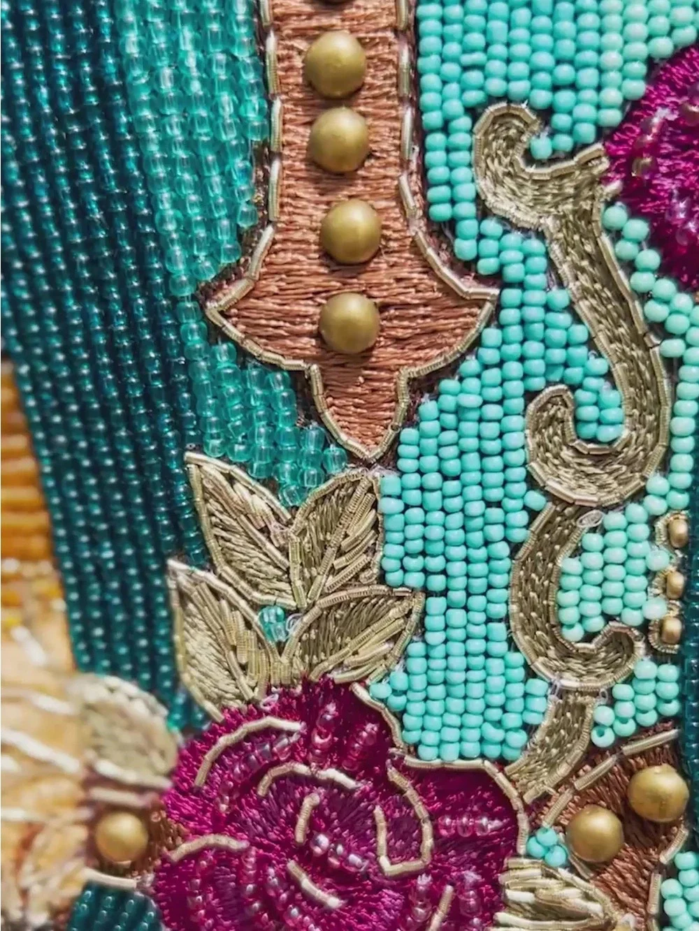 Mary Frances Kickin Around Turquoise Hand Beaded Cowboy Boot Key Fab Card Holde